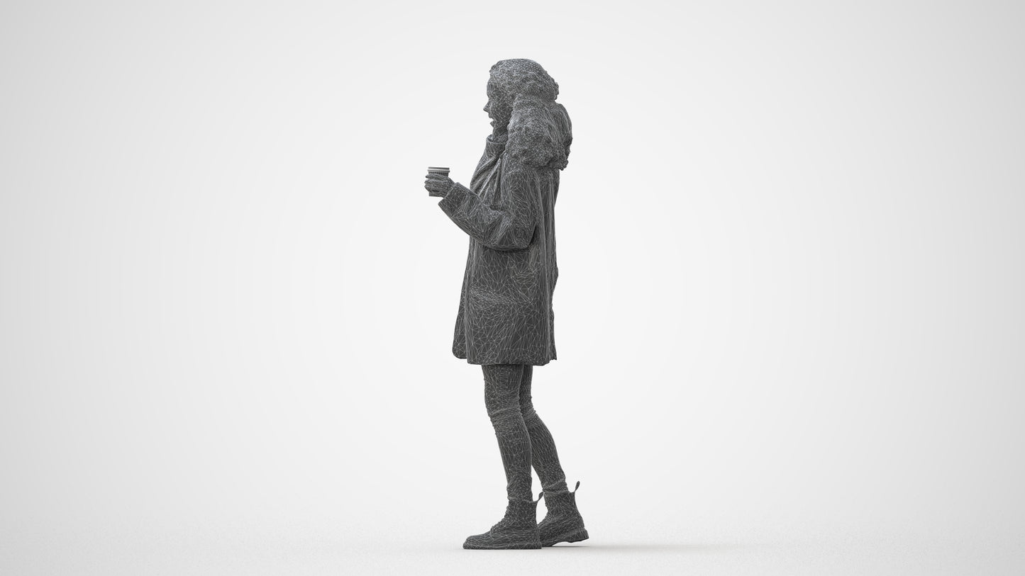 realistic 3D human woman casual walking, archviz people FBX OBJ for Blender, square thumbnail