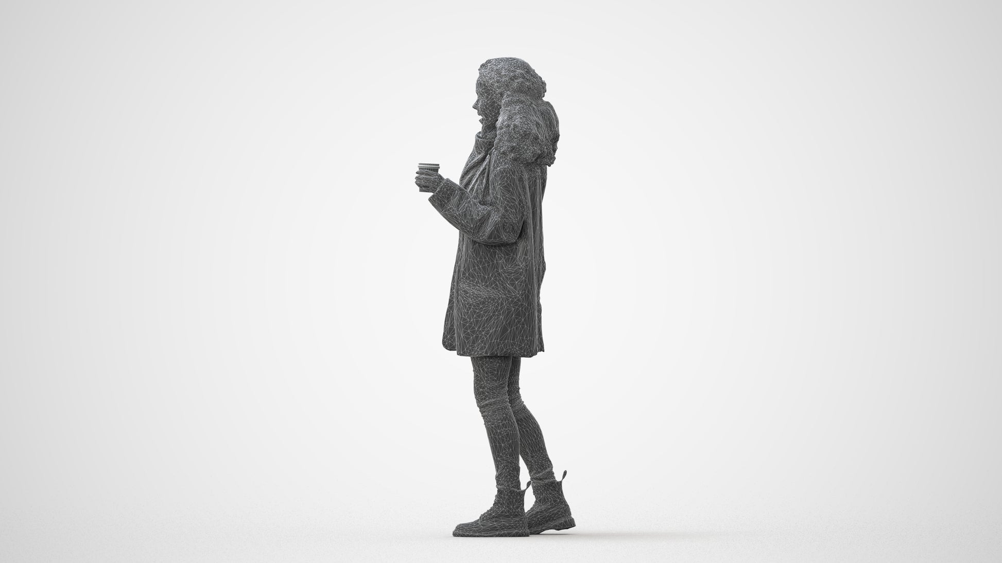 realistic 3D human woman casual walking, archviz people FBX OBJ for Blender, square thumbnail
