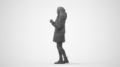realistic 3D human woman casual walking, archviz people FBX OBJ for Blender, square thumbnail