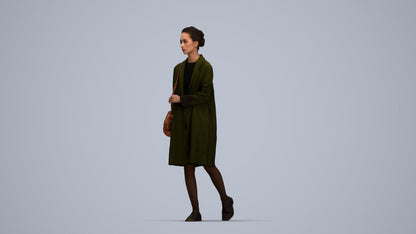 realistic 3D woman casual walking, scanned archviz people for Blender and 3ds Max, top-down view render