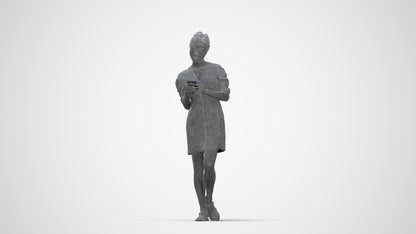 realistic 3D human woman business walking, archviz people FBX OBJ for Blender, wireframe back view