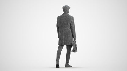realistic 3D human man business walking, archviz people FBX OBJ for Blender, wireframe front view