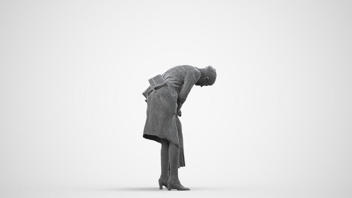 realistic 3D human girl casual kids, archviz people FBX OBJ for Blender, wireframe side view