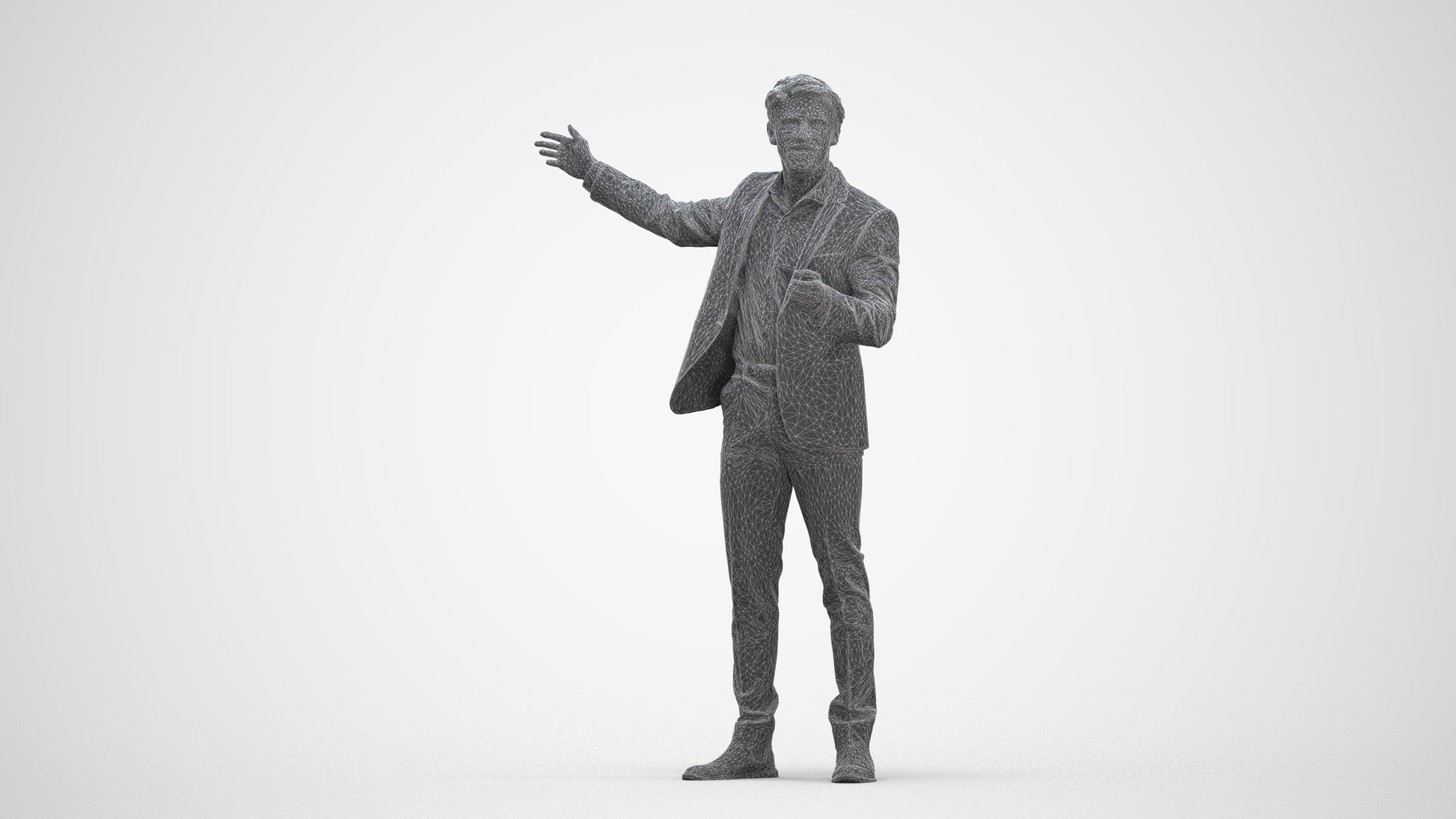realistic 3D man business, scanned archviz people for Blender and 3ds Max, three-quarter front view render
