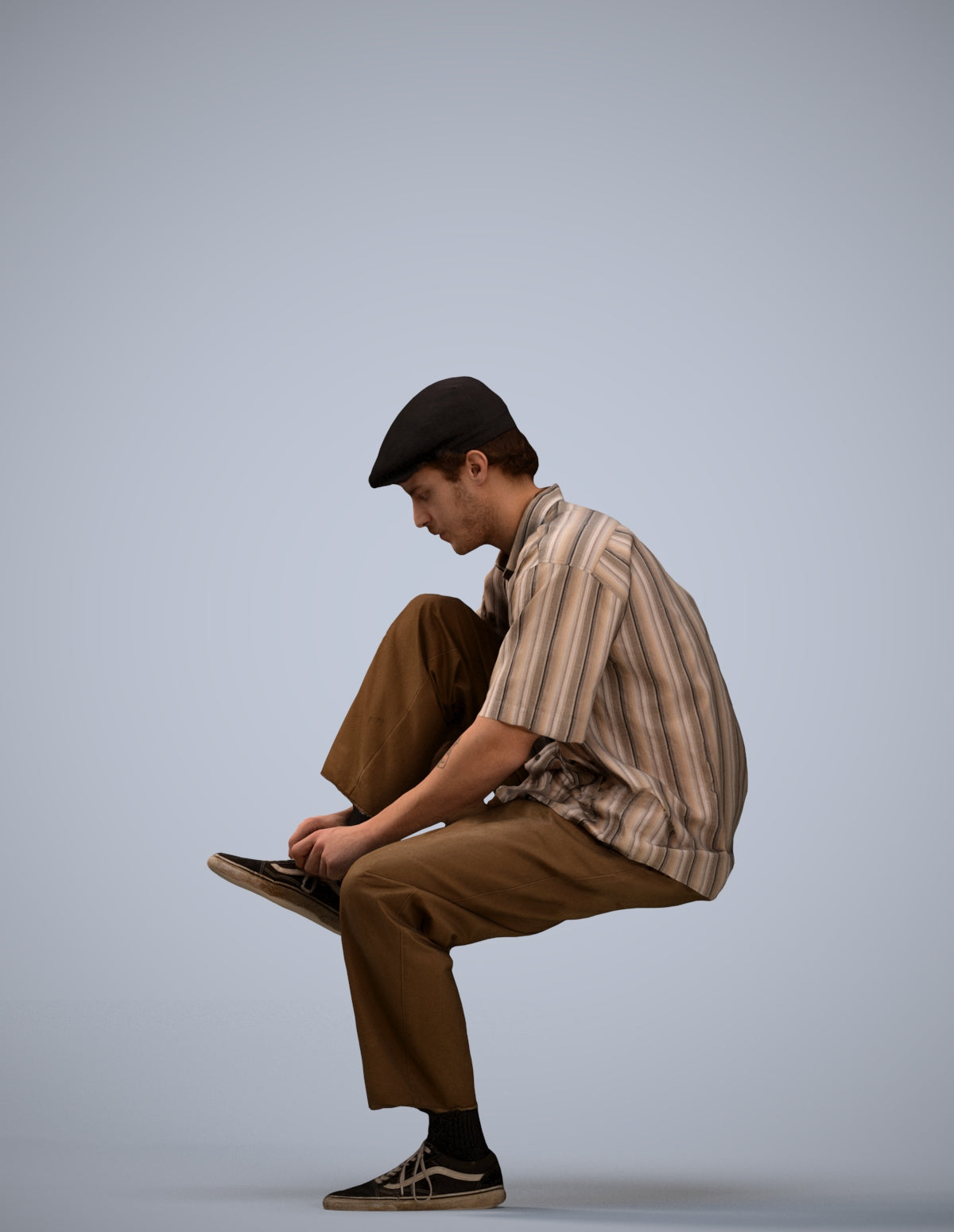 3D scanned man sitting casual, photorealistic archviz people for Enscape and SketchUp