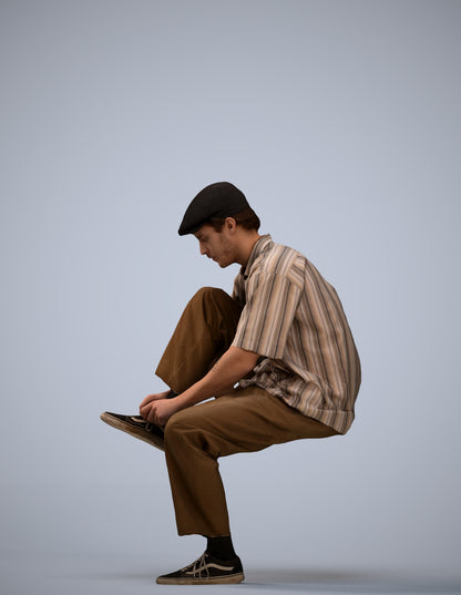 3D scanned man sitting casual, photorealistic archviz people for Enscape and SketchUp