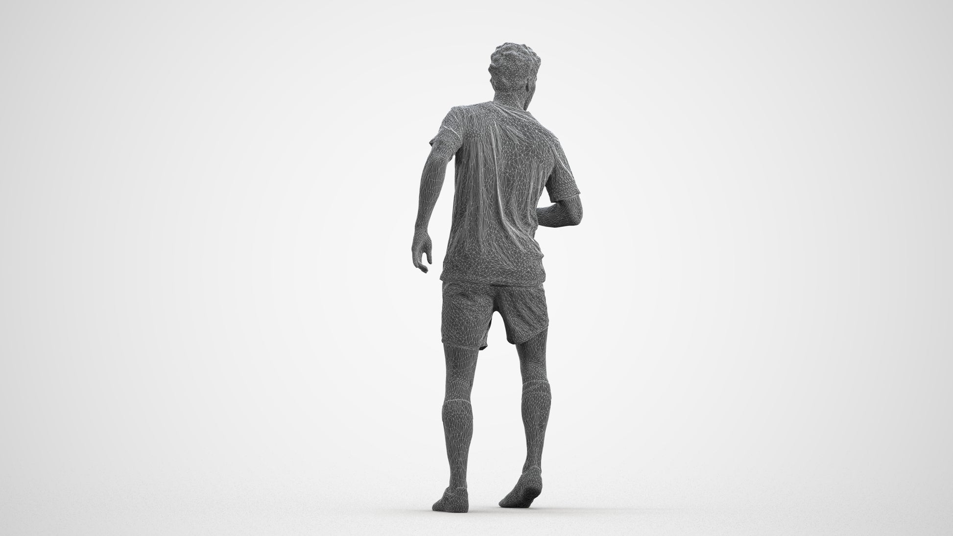 realistic 3D people man sport, render-ready for V-Ray and Corona, FBX OBJ, wireframe front view