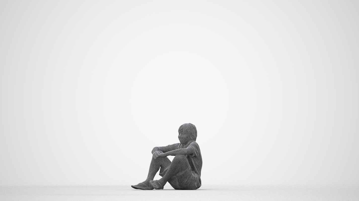 photogrammetry 3D boy kids, realistic human model archviz FBX, wireframe back view