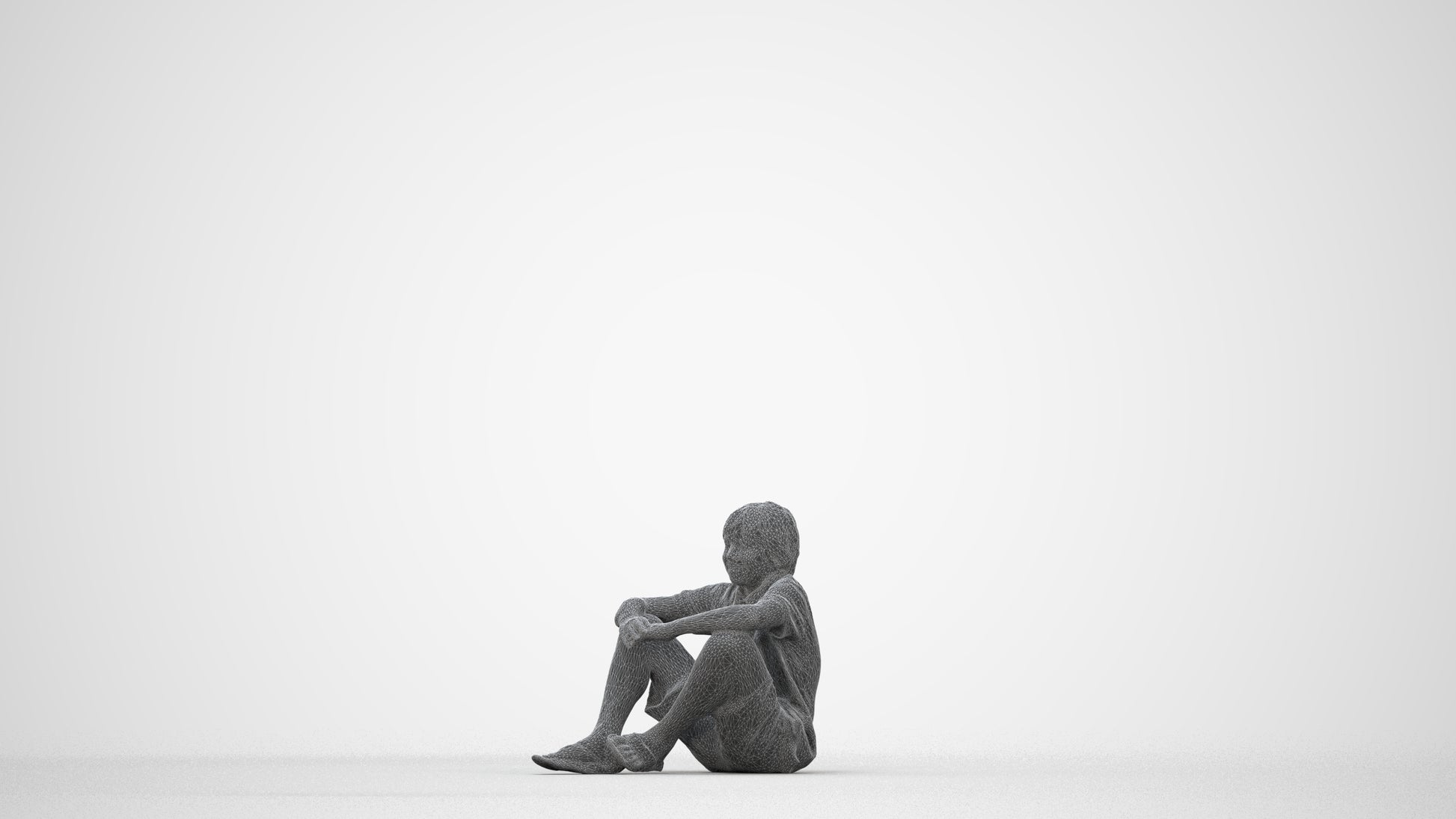 photogrammetry 3D boy kids, realistic human model archviz FBX, wireframe back view