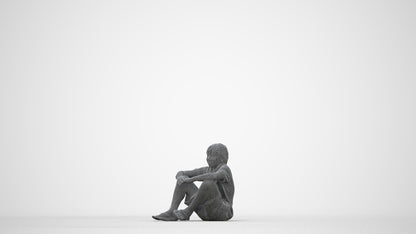 photogrammetry 3D boy kids, realistic human model archviz FBX, wireframe back view