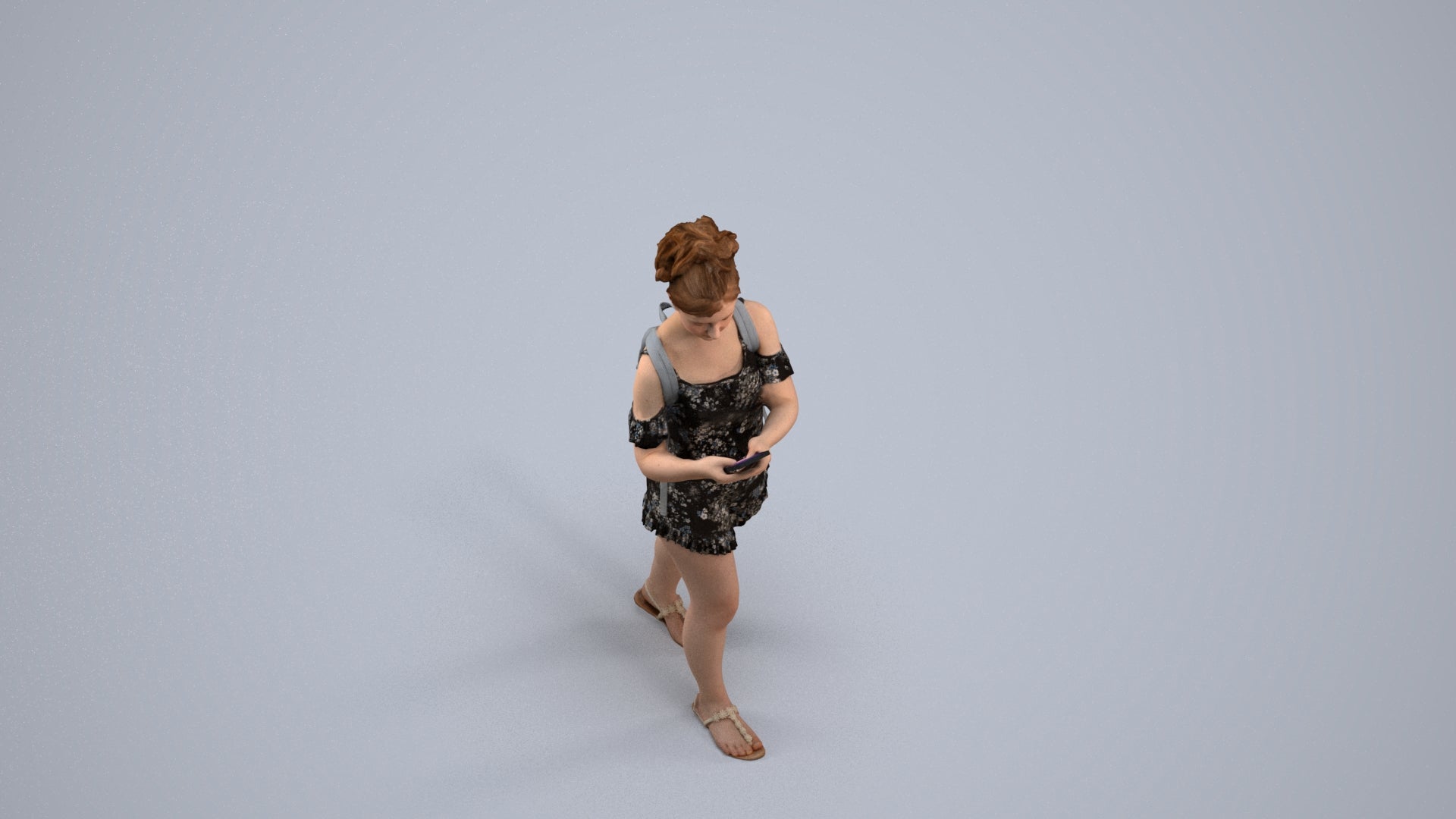 3D people model girl casual kids, scanned human for 3ds Max rendering, back view render