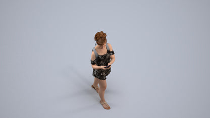 3D people model girl casual kids, scanned human for 3ds Max rendering, back view render
