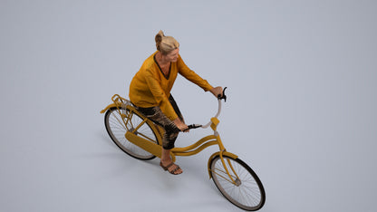 3D scanned woman cycling casual, photorealistic archviz people for Enscape and SketchUp, back view render