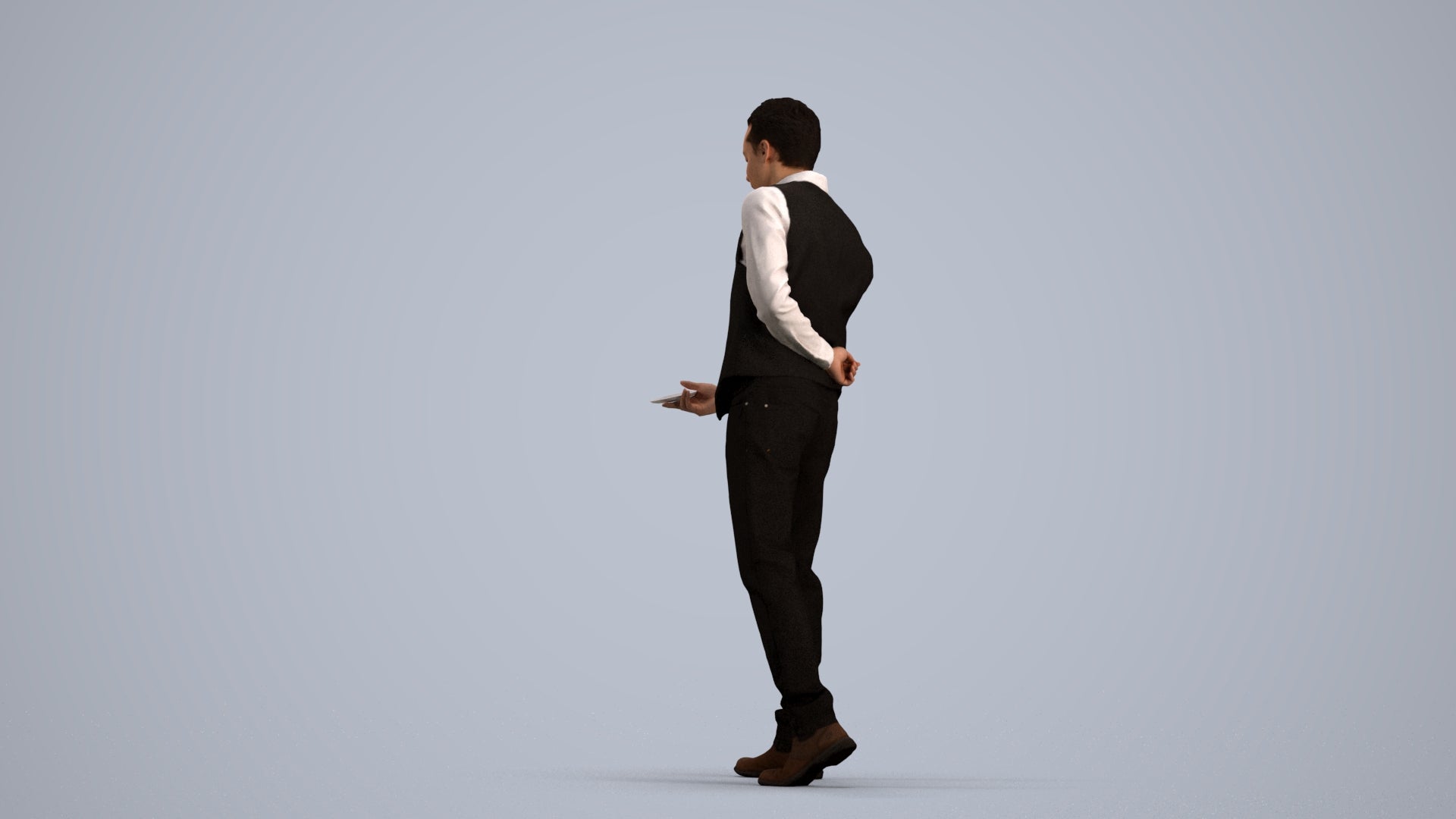 3D scanned man hospitality, photorealistic archviz people for Enscape and SketchUp, front view render