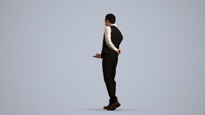 3D scanned man hospitality, photorealistic archviz people for Enscape and SketchUp, front view render