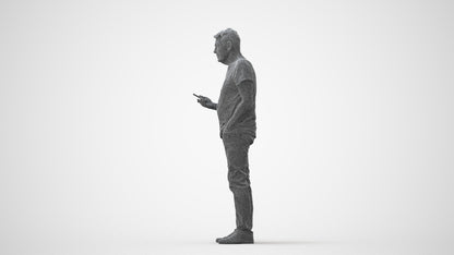 3D people model senior man casual standing, scanned human for 3ds Max rendering, square thumbnail
