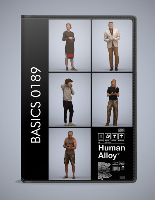 5x realistic 3D people standing pack, scanned archviz collection for Blender and 3ds Max