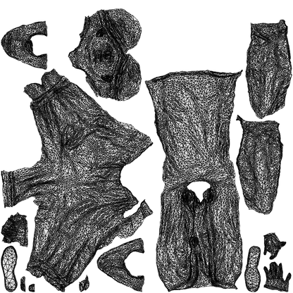 scanned 3D man casual walking, photogrammetry people for Enscape and V-Ray, wireframe top-down view