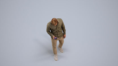 realistic 3D human man casual walking, archviz people FBX OBJ for Blender, back view render
