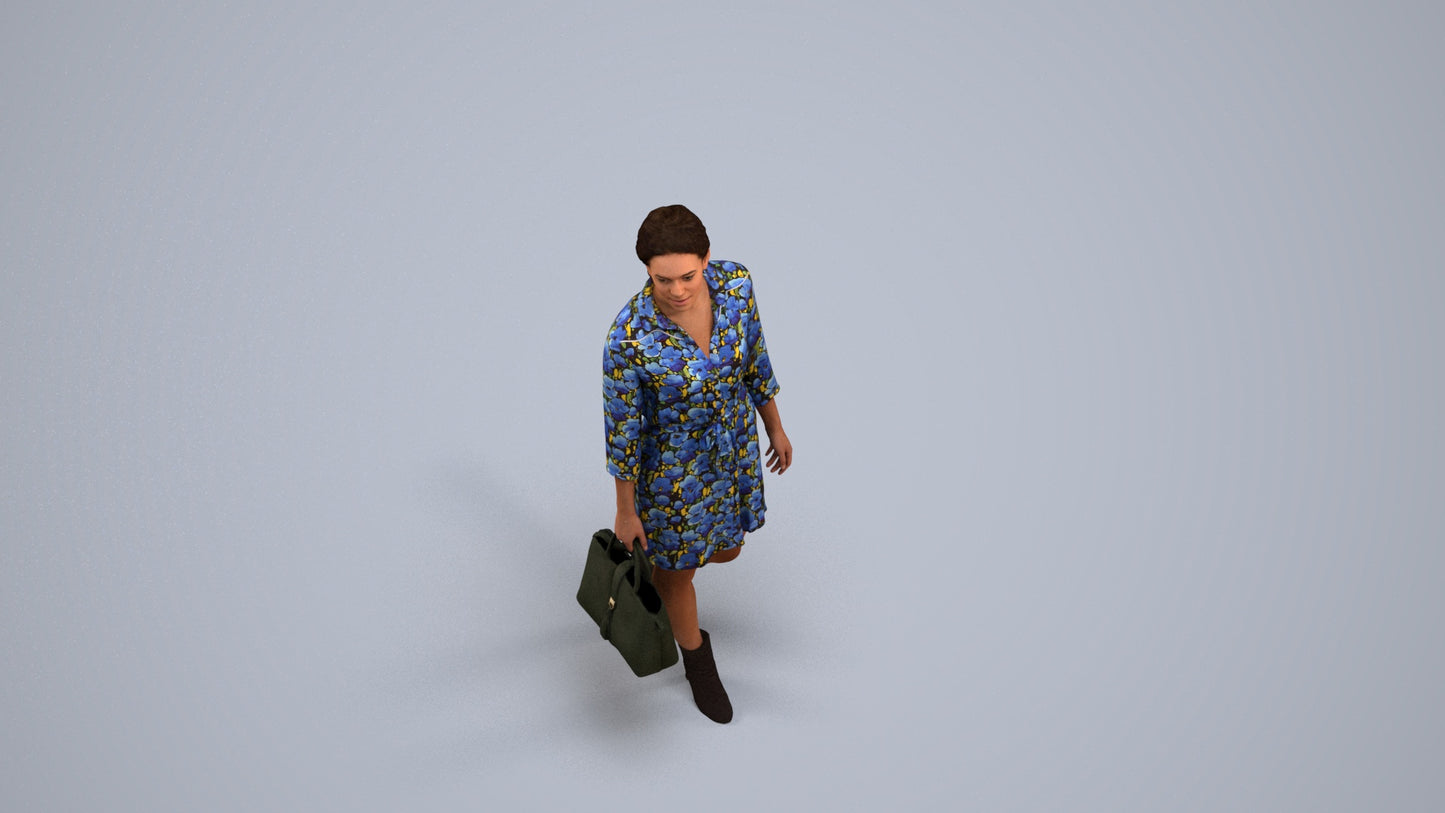 realistic 3D people woman casual standing, render-ready for V-Ray and Corona, FBX OBJ, back view render