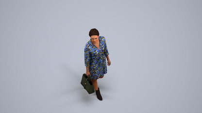 realistic 3D people woman casual standing, render-ready for V-Ray and Corona, FBX OBJ, back view render