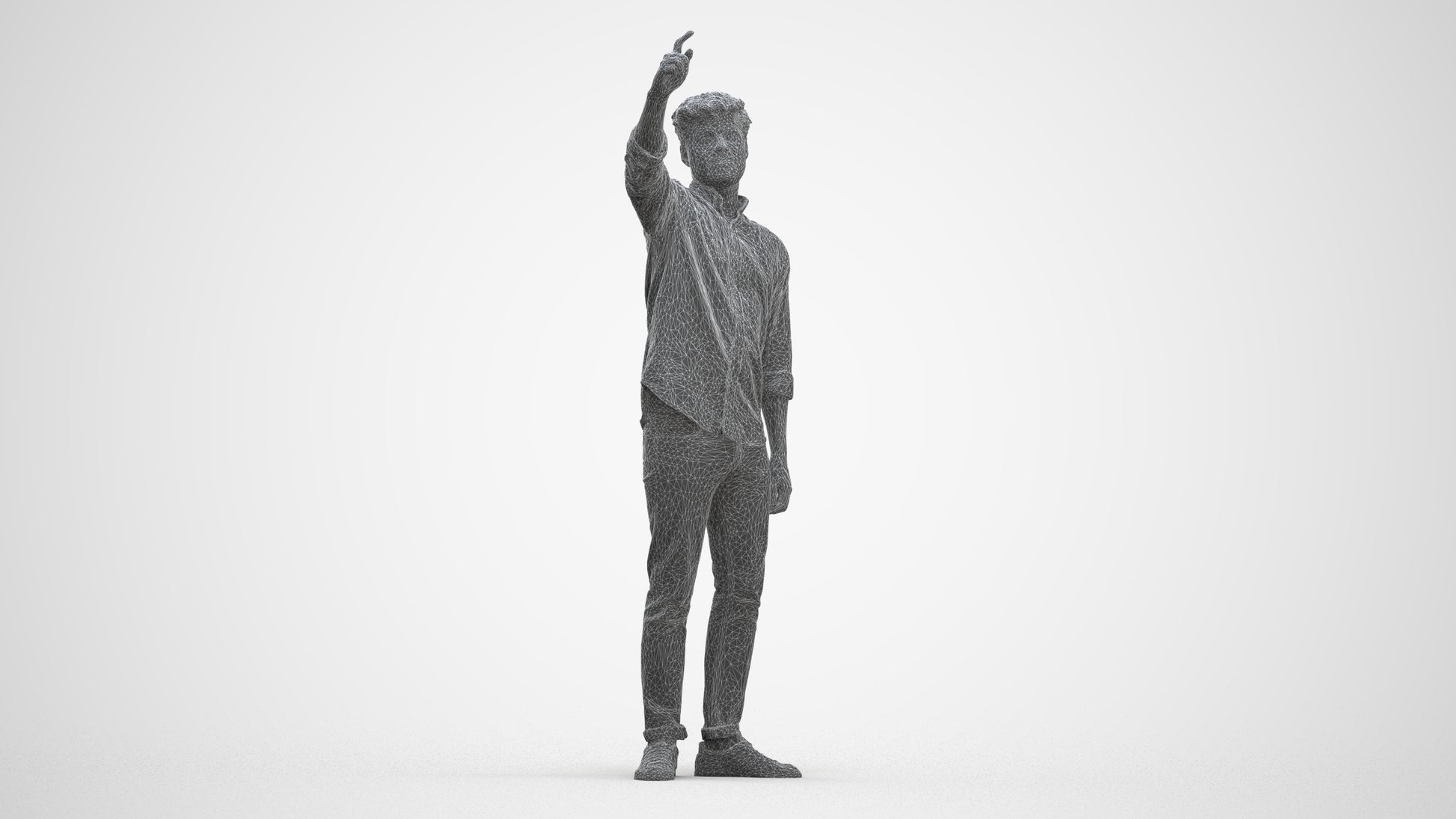 realistic 3D human man casual standing, archviz people FBX OBJ for Blender, three-quarter front view render