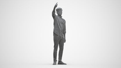 realistic 3D human man casual standing, archviz people FBX OBJ for Blender, three-quarter front view render