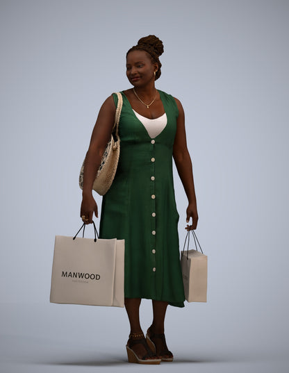 realistic 3D people woman casual shopping, render-ready for V-Ray and Corona, FBX OBJ