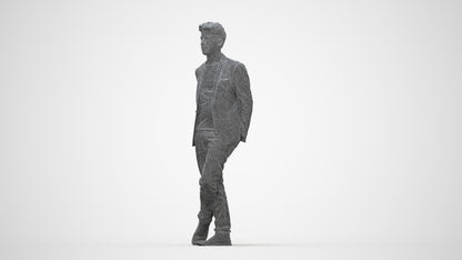 realistic 3D people man casual standing, render-ready for V-Ray and Corona, FBX OBJ, wireframe back view