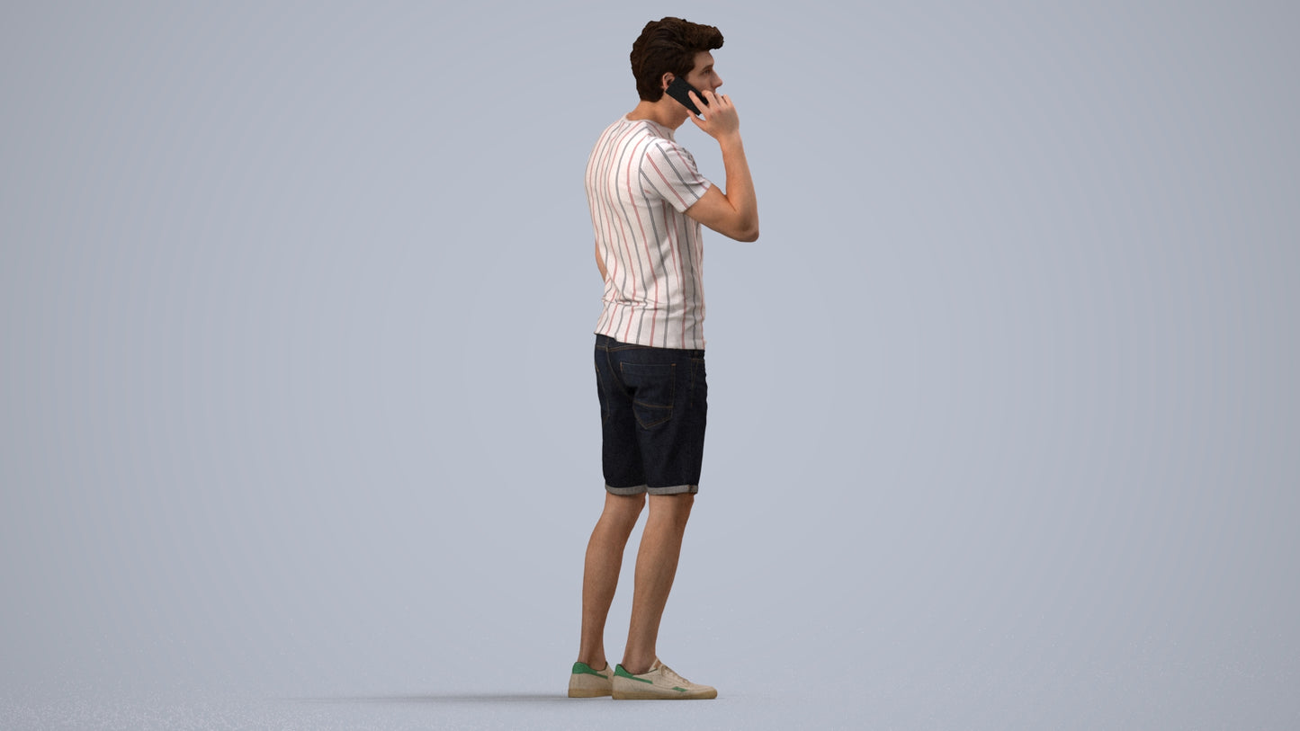 scanned 3D man casual standing, photogrammetry people for Enscape and V-Ray, side view render