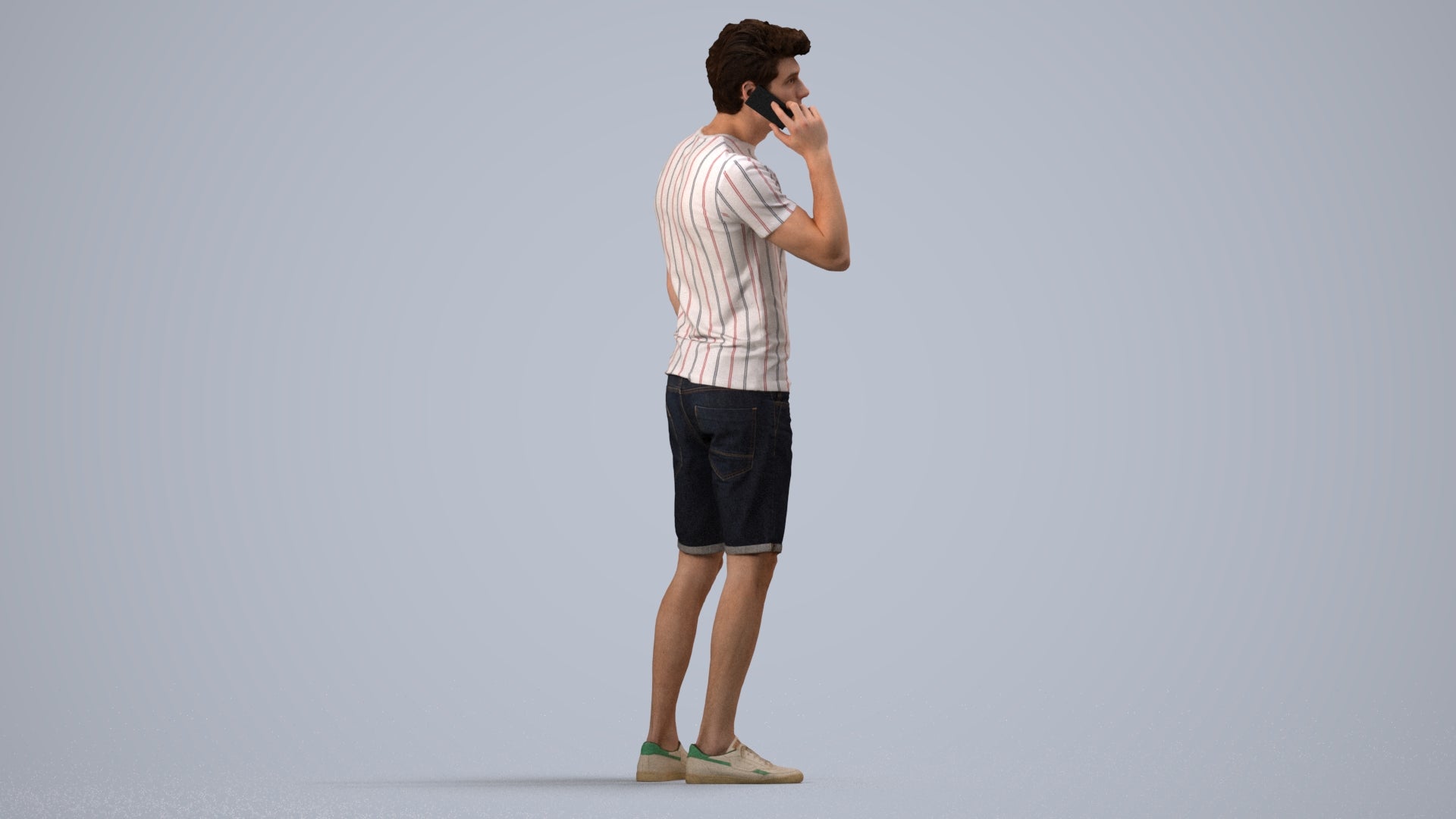 scanned 3D man casual standing, photogrammetry people for Enscape and V-Ray, side view render