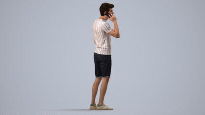 scanned 3D man casual standing, photogrammetry people for Enscape and V-Ray, side view render