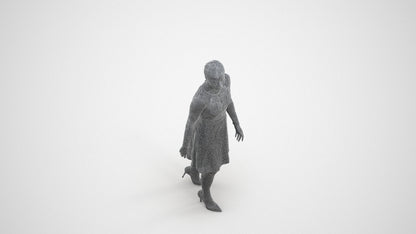 realistic 3D human woman formal formalaffairs, archviz people FBX OBJ for Blender, wireframe three-quarter view
