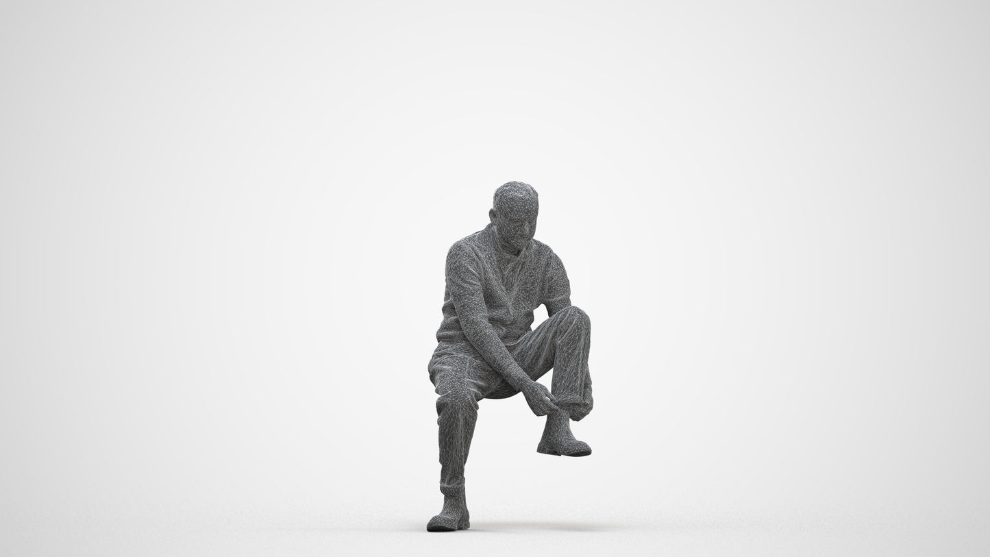 3D scanned woman sitting casual, photorealistic archviz people for Enscape and SketchUp, three-quarter front view render