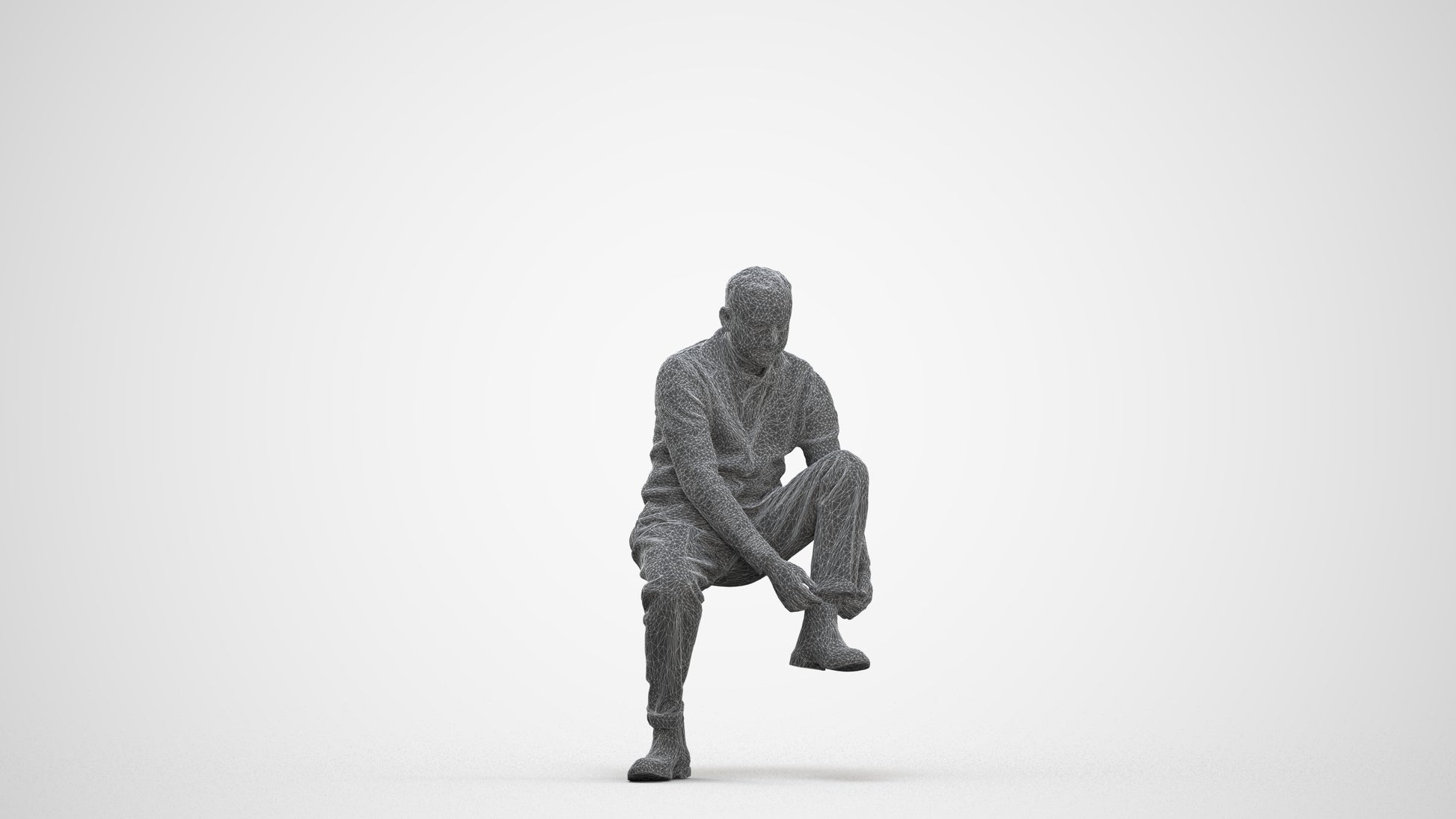3D scanned woman sitting casual, photorealistic archviz people for Enscape and SketchUp, three-quarter front view render