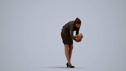 3D people model girl business kids, scanned human for 3ds Max rendering, side view render