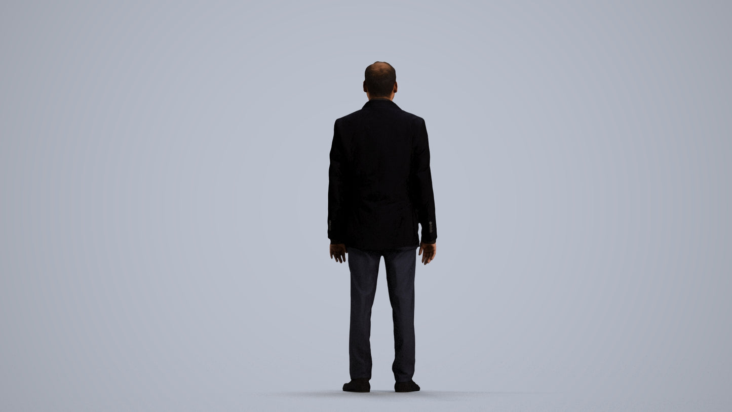 scanned 3D man formal standing, photogrammetry people for Enscape and V-Ray, front view render
