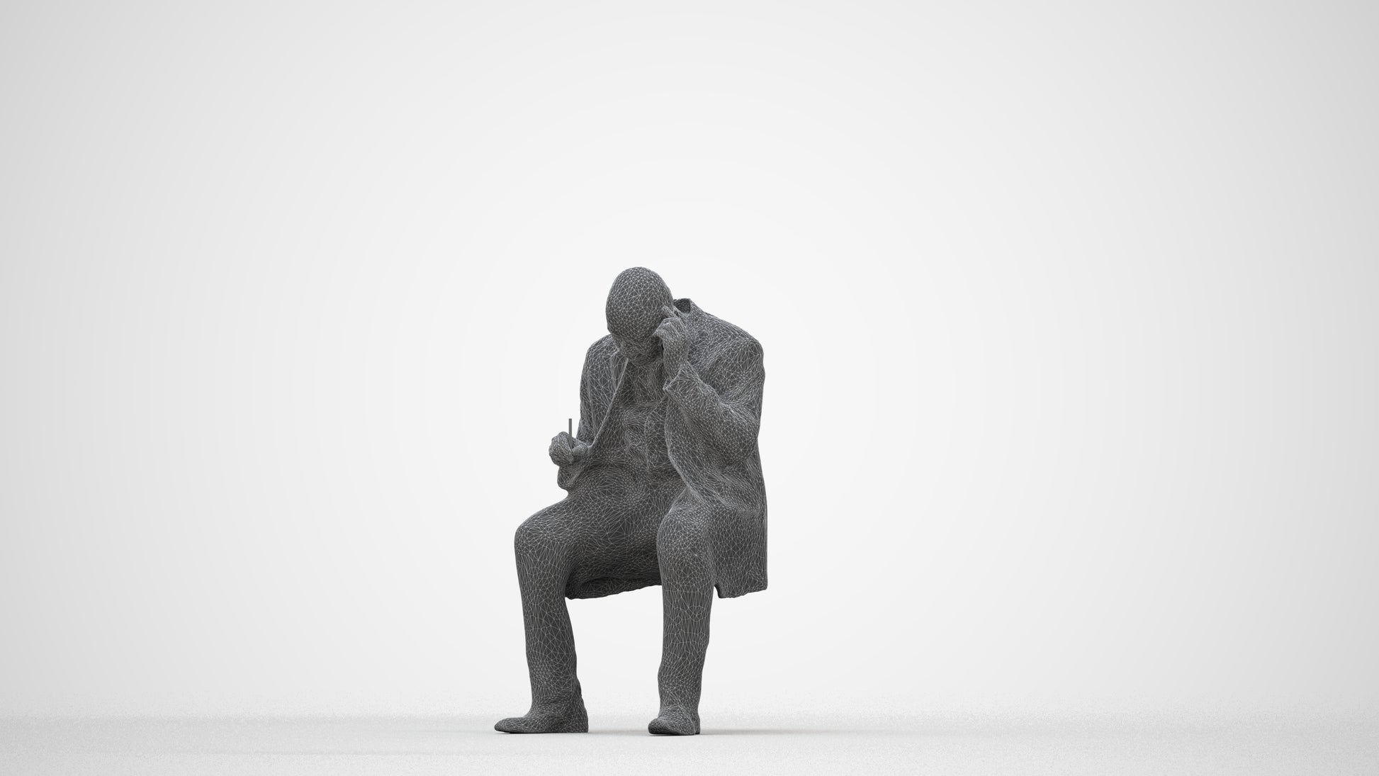 realistic 3D human man business, archviz people FBX OBJ for Blender, wireframe back view