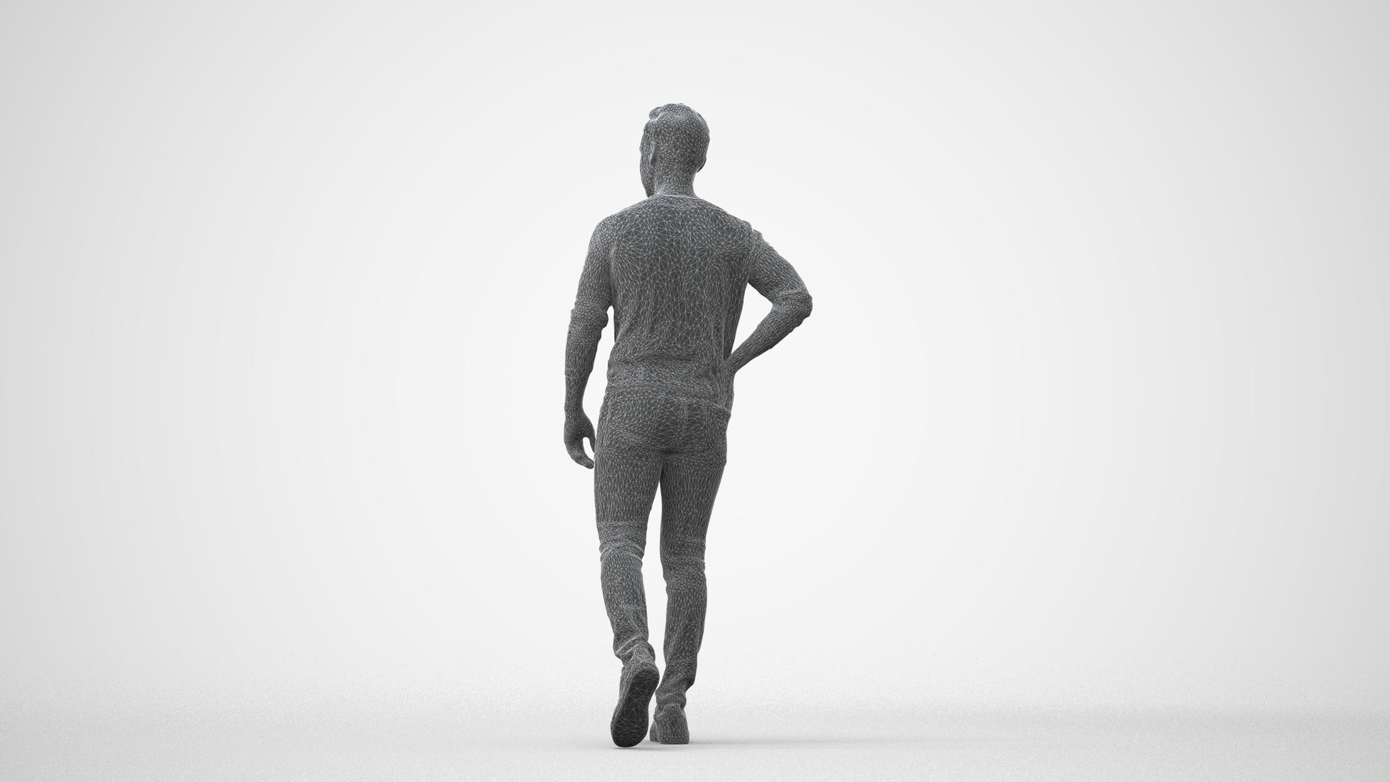 3D human model man casual walking, photogrammetry scanned person for archviz, square thumbnail