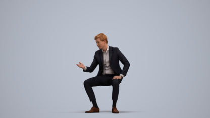 3D human model man business, photogrammetry scanned person for archviz, standing pose render