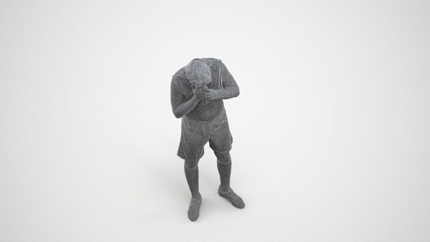 realistic 3D human man sport, archviz people FBX OBJ for Blender, wireframe three-quarter view