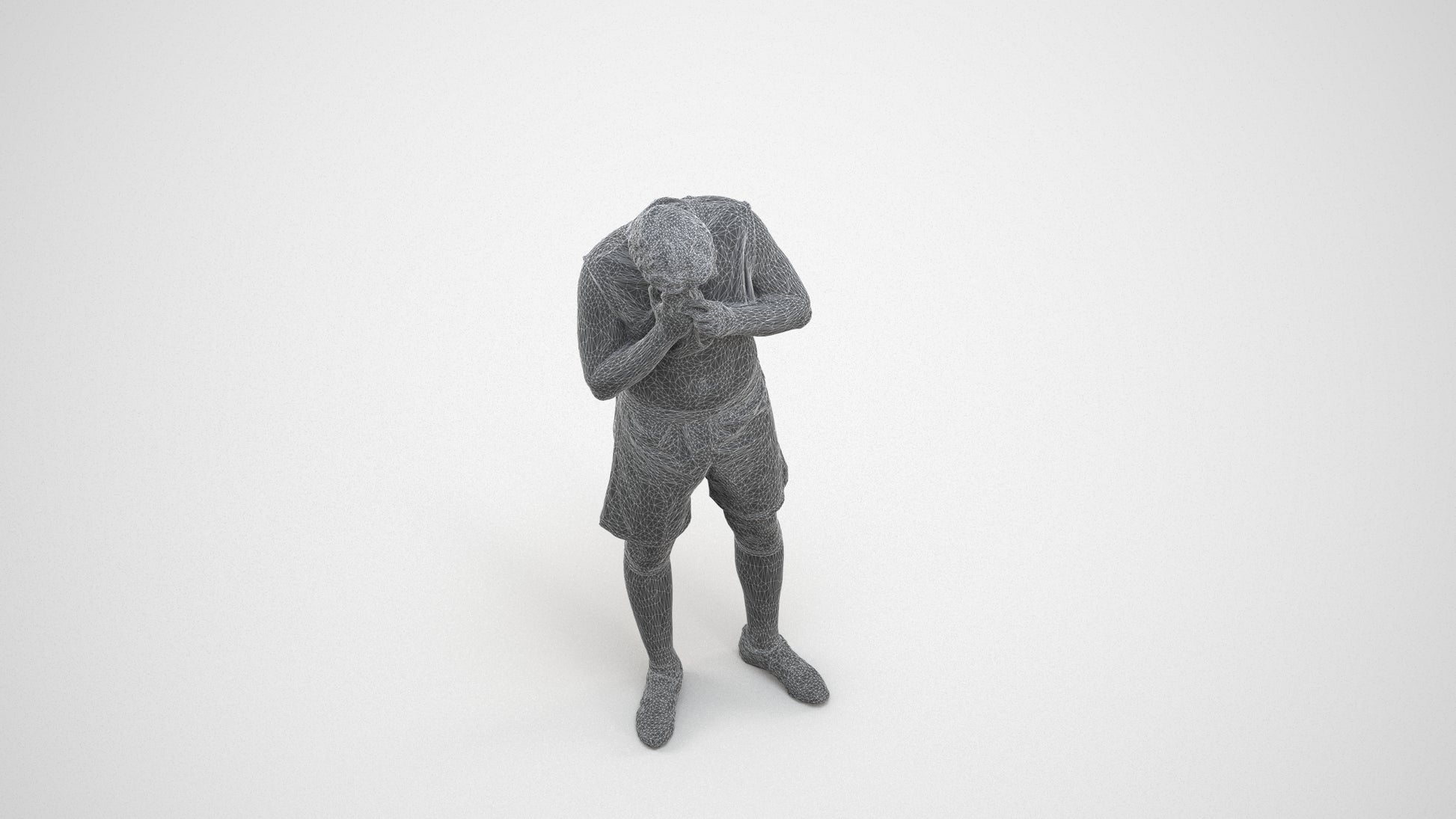 realistic 3D human man sport, archviz people FBX OBJ for Blender, wireframe three-quarter view