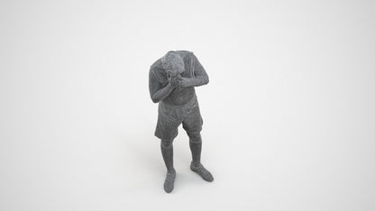realistic 3D human man sport, archviz people FBX OBJ for Blender, wireframe three-quarter view