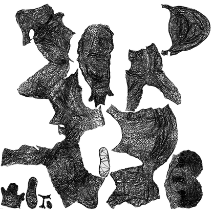 realistic 3D boy casual kids, scanned archviz people for Blender and 3ds Max, wireframe top-down view