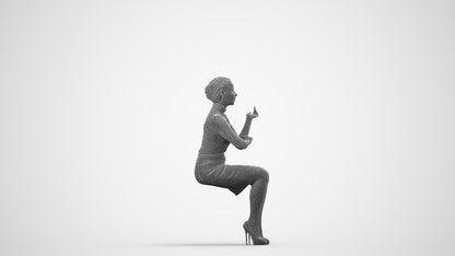 3D people model woman business, scanned human for 3ds Max rendering, wireframe side view