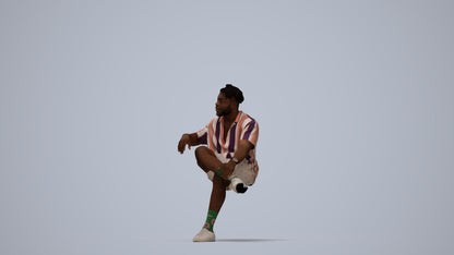 realistic 3D human man casual sitting, archviz people FBX OBJ for Blender, top-down view render
