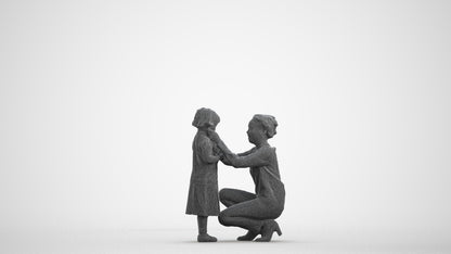 realistic 3D people woman casual kids, render-ready for V-Ray and Corona, FBX OBJ, wireframe front view