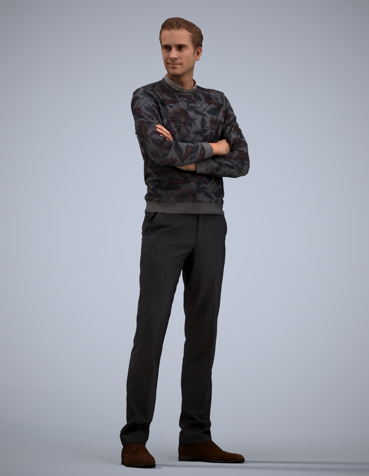 photogrammetry 3D man casual standing, realistic human model archviz FBX