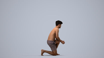 3D people model man pool, scanned human for 3ds Max rendering, side view render