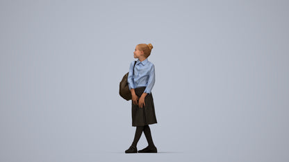 3D people model girl kids, scanned human for 3ds Max rendering, top-down view render